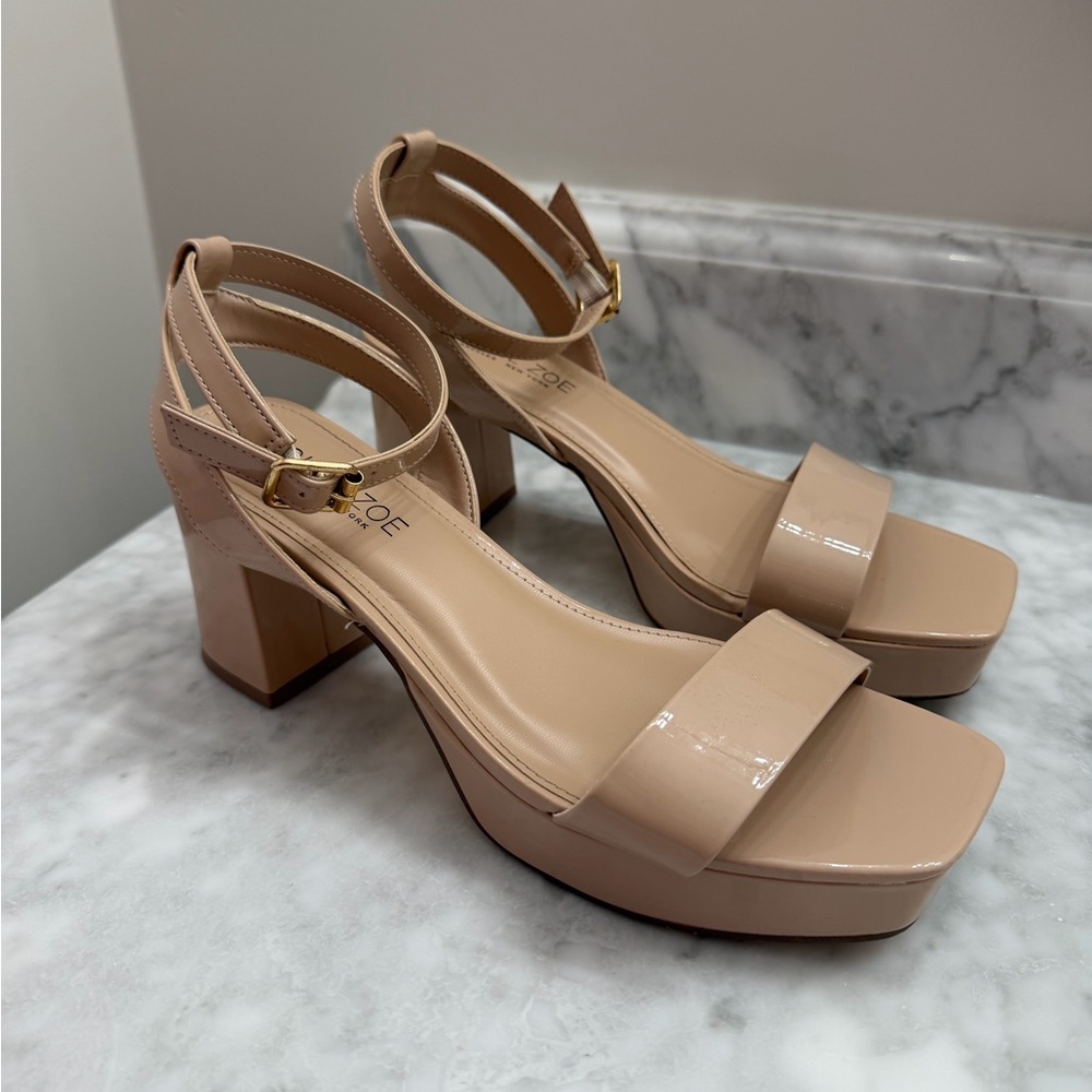 Rachel Zoe Beige Block Heel Sandals